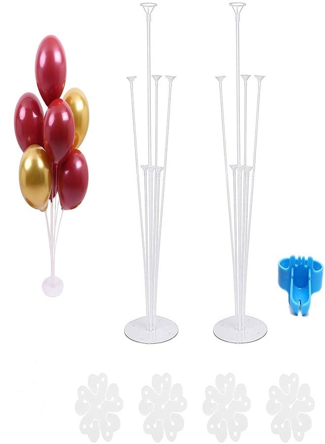 Just Flowers 2 Sets of Balloon Stand Kits with base, Reusable Clear Balloon holder Stand kit, Including 1 Tie Tool, 4 Flower Clips, for Home Outdoors Birthday Wedding Decorations(Plastic) - Image 1